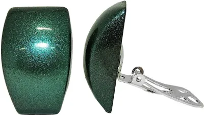 Produktbild von Clip Ohrring 27x17mm Trapez grün-metallic glänzend Kunststoff-Bouton grün 27x17mm