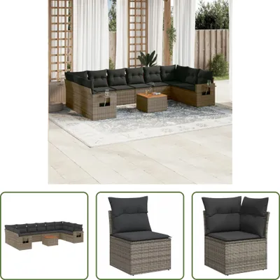 Produktbild von The Living Store 11-tlg. Garten-Sofagarnitur mit Kissen Grau Poly Rattan