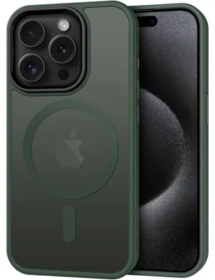 Immagine prodotto di Custodia protettiva per iPhone 15 Pro Max con tecnologia MagSafe, protezione per la fotocamera, resistente agli urti e ai graffi, color verde scuro
