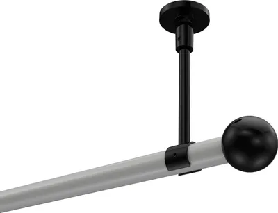 Produktbild von Interdeco Gardinenstange / Vorhangstange Weiß / Schwarz, Typ Sonette Luino (Kugel) ohne Ringe, Deckenmontage, 20 mm Ø 1-läufig, 100 cm
