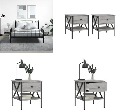 Imagen del producto de vidaXL Mesitas de noche, 2 unidades, color gris Sonoma, 40x42x45 cm, material de madera. - Mesita de noche - Mesitas de noche - Mueble - Mesilla de noche