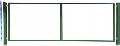 Produktbild von Doppelflügeltor -Rahmen für Zaunlatten und Paneele 140 cm Grün RAL6005 + PFOSTEN | Zaunlatten zweiflügelige Toranlage Einfahrtstor Doppelstabmatten