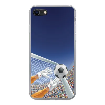Produktbild von MuchoWow® Handyhülle Schutzhülle Hülle für iPhone 7 Eine Illustration eines Torwarts, der den Fußball stoppt - Junge - Mädchen - Kind Silikon Softcase Handy Hülle - Kartenhalter