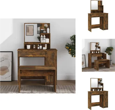 Zdjęcie produktu dla vidaXL Toaletka z lustrem dąb wędzony 86,5x35x136 cm - Toaletki