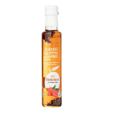 Produktbild von Rizes Greece - Würzöl aus nativem Olivenöl mit Chilischote (250 ml)
