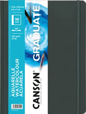 Image de CANSON Carnet de croquis GRADUATE Aquarelle 216 x 279 mm noir 28 feuilles