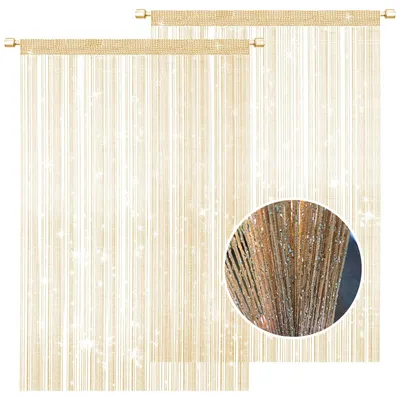 Fadenvorhang 2er-Set 100x200 cm Insektenschutz Champagner
