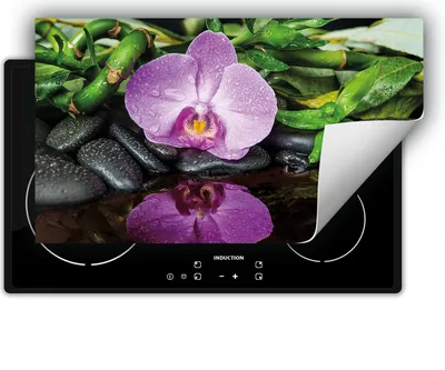 Produktbild von DarHaus Herdabdeckplatte 90x52 cm Anti Rutsch Matte Aufrollbar, Orchidee - Blume
