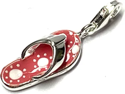 Produktbild von Charm Anhänger Flip Flop lachs Silber 925 weiße Sonnen Bettelarmband Anhänger