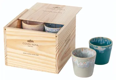 Produktbild von Costa Nova Lungo Becher Grespresso, Mehrfarbig, 8 Stück in Holz-Geschenkbox, 190 ml, 8 x 7,5 cm