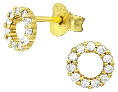 Produktbild von Kreis Ohrstecker gold: 925 Silber Ohrringe mit Zirkonia