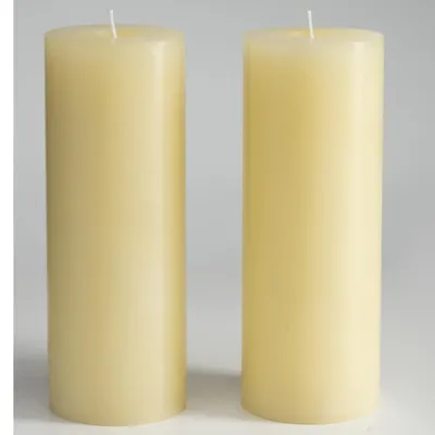 Stumpenkerzen creme, 2er-Set, 7,5x20 cm, 100+ Std. Brenndauer