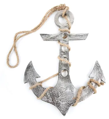 Metallanker zum Aufhängen, 19 cm, silber, maritime Wanddekoration