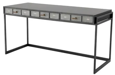 Obrázek produktu pro Casa Padrino psací stůl se 3 zásuvkami černý / šedý 150 x 60 x v. 75 cm - kancelářský nábytek