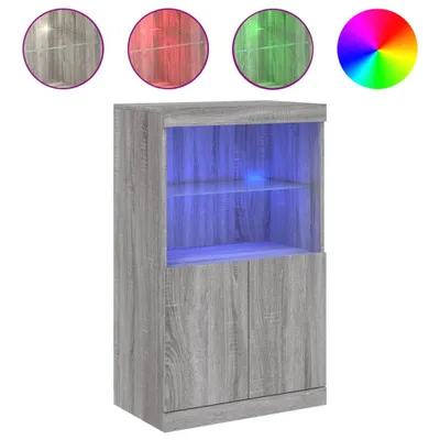 Produktbild von Sideboard mit LED-Leuchten Grau Sonoma 60,5x37x100 cm