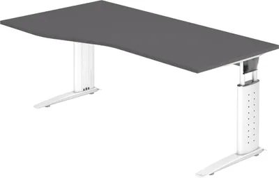 Produktbild von bümö Schreibtisch Serie-U - Nachbildung: Graphit, Größe:  180 x 100 cm, Gestell: Weiß