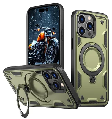 Produktbild von iPhone 15 Pro Hülle - Coverup Armor Back Cover met MagSafe Compatible Kickstand - Grün