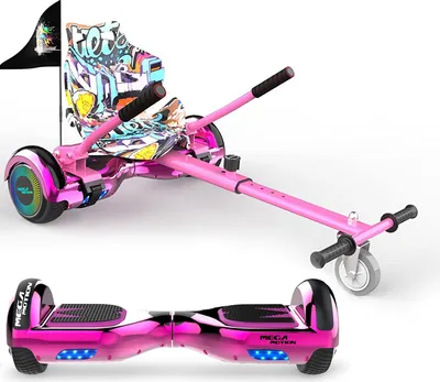 Produktbild von MEGA MOTION Hoverboards mit Hoverkart für Kinder, 6.5 Zoll Hoverboards mit Bluetooth Lautsprecher, mit LED-Leuchten, Geschenk für Kinder und Jugendliche