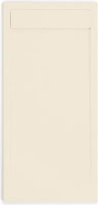 A flat, beige shower tray with a slate-like texture.