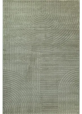 Productafbeelding van Melis Home Hoogpolig tapijt Groen 80x150 cm Modern vloerkleed met grafisch reliëf en gestructureerde afgeronde lijnen