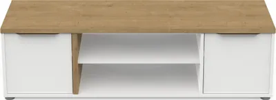 Immagine prodotto di Calicosy - Meuble TV 2 portes et 2 niches décor chêne et blanc L135 cm - ACCESS