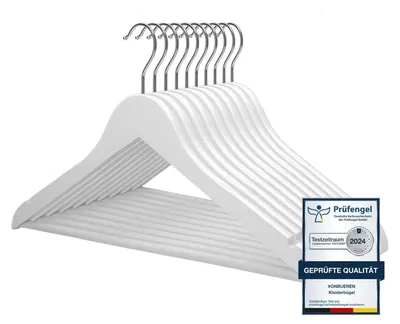 Immagine prodotto di Appendiabiti in legno - Appendiabiti girevole 360° - Bianco - 20 pezzi - Per abiti, pantaloni e gonne