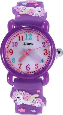 Produktbild von Kinderuhren 3D Gute Cartoon wasserdicht Quarz Silikon Geburtstagsgeschenk für 3-10 Jahre Mädchen kleines Kind,Deep Purple