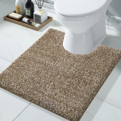 Immagine prodotto di Tappetino da bagno extra morbido, assorbente, antiscivolo, 51 x 61 cm, color marrone e bianco