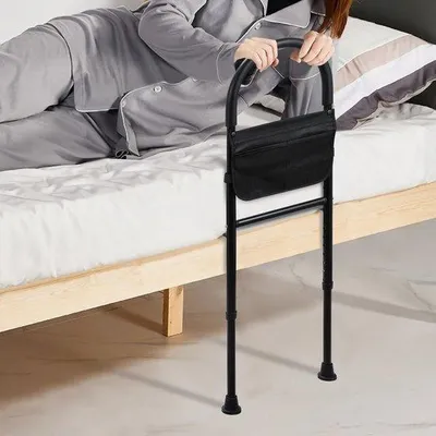 Produktbild von Alteingeschrankte Helferstange - Sicher im Bett Steigen - Höhenverstellbar - 42-50 cm - Schwarz