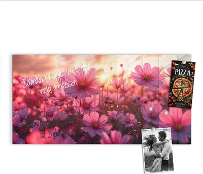 Produktbild von Magnettafel 100x50cm Pinnwand Whiteboard beschreibbar - Blumenfeld Sonnenuntergang