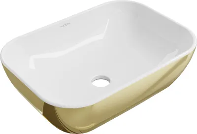 Produktbild von Mexen Rita Aufsatzwaschbecken 45 x 32 cm, Weiß/Gold - 21084506