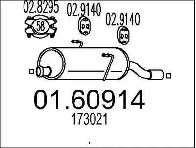 Produktbild von MTS 01.60914 Endschalldämpfer passend für PEUGEOT 206 Schrägheck (2A/C) Auspuff
