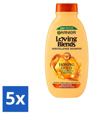 Productafbeelding van 5 x Garnier Loving Blends Honing Goud Shampoo voor beschadigd en breekbaar haar, 300 ml - Voordeelverpakking - 5 stuks