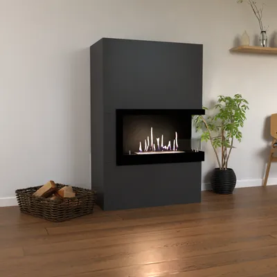 Produktbild von GLOW FIRE Ethanol Kamin 'Halden Rechts' | Ethanolofen in grau mit 3 Std. Brenndauer und 2 KW Heizleistung | BxHxT: 90x140x37 cm