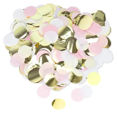 Produktbild von Papier-Konfetti Rosa, Weiß und Gold 3 cm Tischdekoration - Einheitsgröße