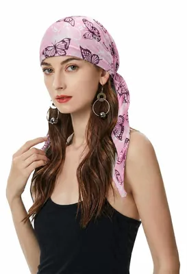 Obrázek produktu pro Dámská turbanová čepice, předvázaná, šátek na hlavu, růžová, polyester