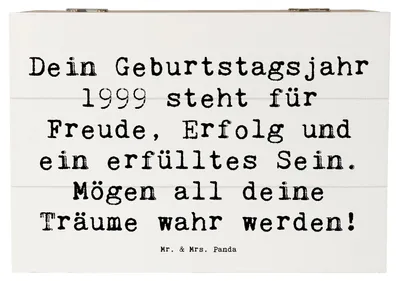 Produktbild von Mr. & Mrs. Panda fotokiste Spruch 1999 Geburtstag 22 x 15 cm - Weiß - Geschenk, Alter, fotobox, Geschenkbox, Geburtstagsgeschenk, Box, Kiste mit Deckel, Happy Birthday