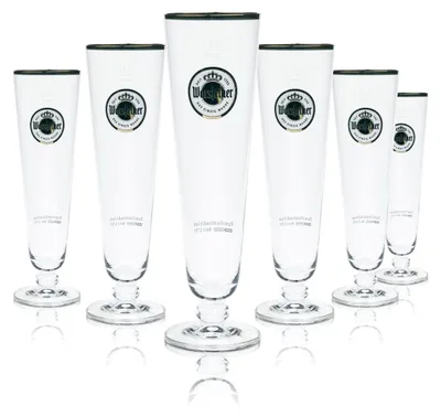 Produktbild von 6x Warsteiner Bier Glas 0,3l Tulpe Exklusiv Pokal Gläser Brauerei Goldrand Beer