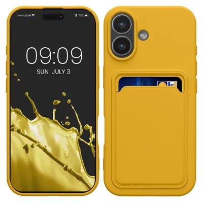 Produktbild von kwmobile Handyhülle für Apple iPhone 17 Hülle mit Kartenfach - TPU Case - Kabelloses Laden - Schutzhülle Cover in Strahlend Gelb