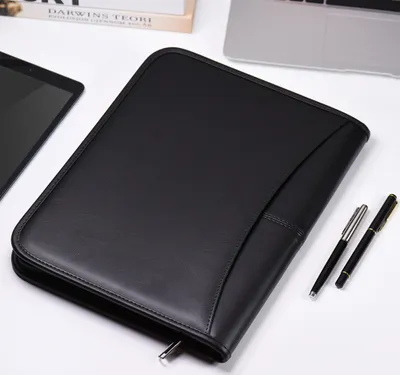 Obrázok produktu pre Multifunkčné profesionálne obchodné portfólio Padfolio Folder Document Case Organizer A4 Imitácia kože na zips s držiakom vizitiek Memo Note Pad