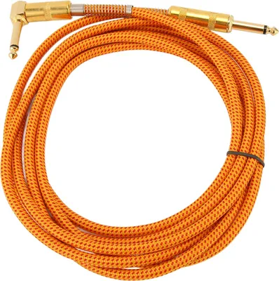 Imagen del producto de 9,8 Fu: Cable de instrumento largo para guitarras eléctricas y bajos, con conexión Plug-and-Play, transmisión de señal mejorada, doble blindaje con conectores chapados en oro de 24 quilates y cubierta de nylon trenzado