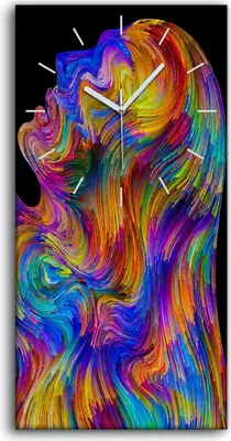 Produktbild von Küchenuhr Bürouhr Leinwand Uhr Geräuschlos 30x60 Malerei Abstrakte Kunst Bunt - weiße Hände
