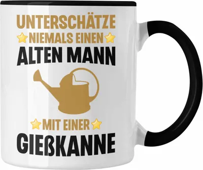 Produktbild von Trendation - Alter Mann Gärtner Tasse mit Spruch Garten Hobbygärtner Geschenk Lustig (Schwarz)