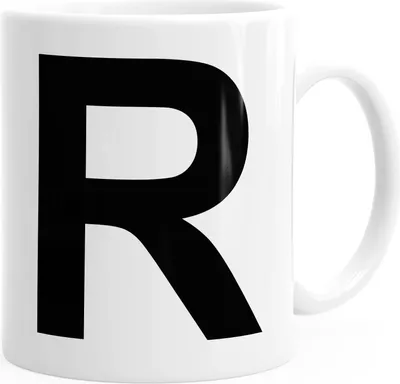 Produktbild von Kaffee-Tasse Buchstaben Buchstabe Arial Bold glänzend Kaffeetasse Teetasse Keramiktasse MoonWorks® R weiß unisize