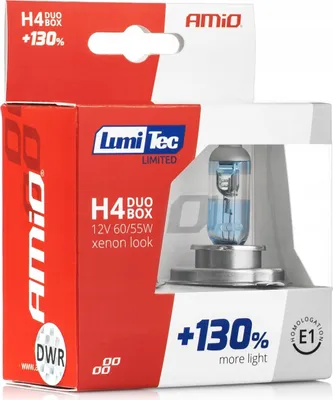 Zdjęcie produktu dla Żarówki H4 Super White Blue Xenon Więcej Światła Mocna I Trwała 2 Sztuki
