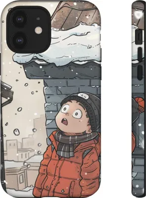 Produktbild von Winterliche Chibi-Szene mit verschneitem Dach – Hülle Kompatibel mit iPhone 12