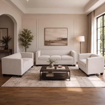Productafbeelding van 3-2-1 Sofa-set Lille, loungesofa met Nosag-vering, stof/textiel, chenille (260g/m²), beige