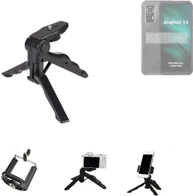 Produktbild von K-S-Trade Stativ Tisch-Ständer Dreibein Handy-Stativ Ständer kompatibel mit AGM H6 Lite Mini-Stativ Smartphone Tripod Handy-Stativ aus Plastik