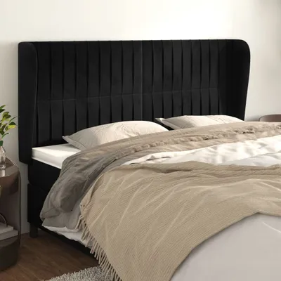 Produktbild von Kopfteil mit Ohren Schwarz 203x23x118/128 cm Samt , Kopfteile Design 2024