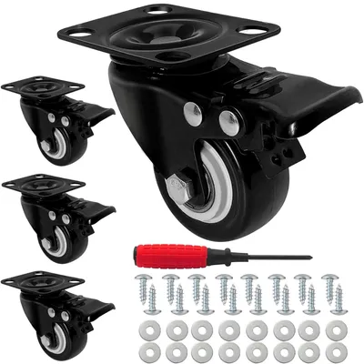 Imagen del producto de Ruedas para muebles con freno, de 50 mm, juego de 4 unidades, con una capacidad de carga de 280 kg, para el transporte de muebles
